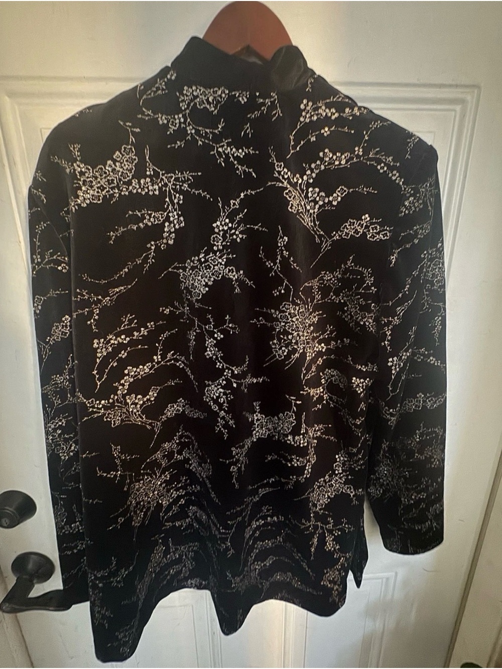 Rare Vintage R&M Richards Velvet Jacket Black Floral Glitter Made in USA Size 14 - Picture 5 of 15